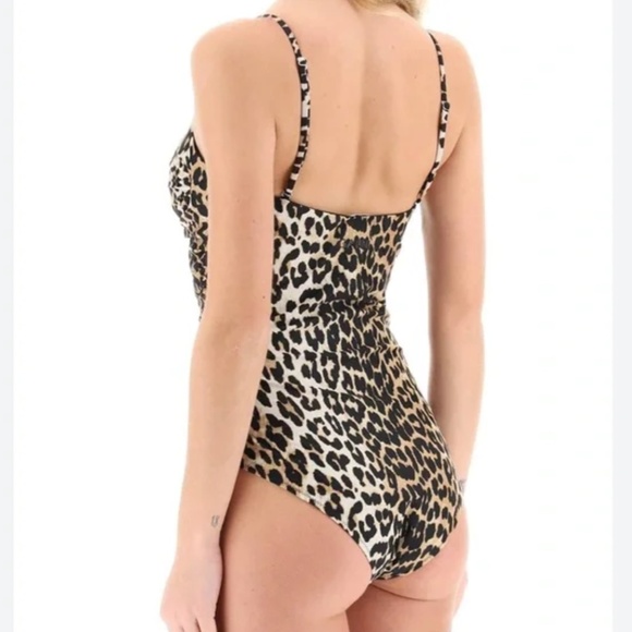 Ganni Leopard Print One Piece Swimsuit size 40 US 8 - Picture 2 of 14